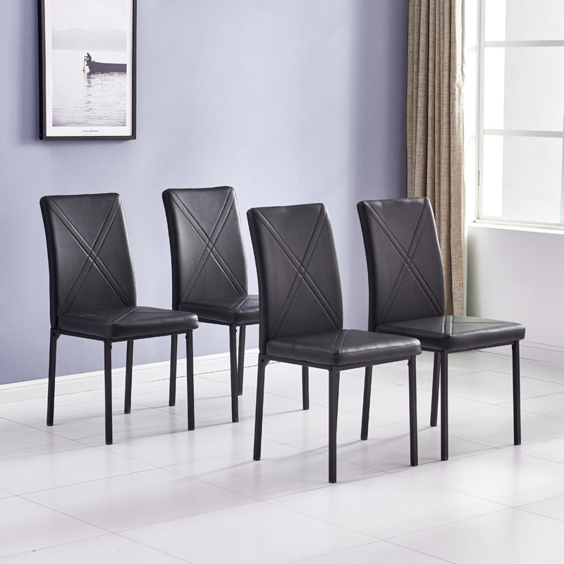 Latitude Run® 4Pcs Pu Leather High Back Dining Chairs Black Wayfair.ca